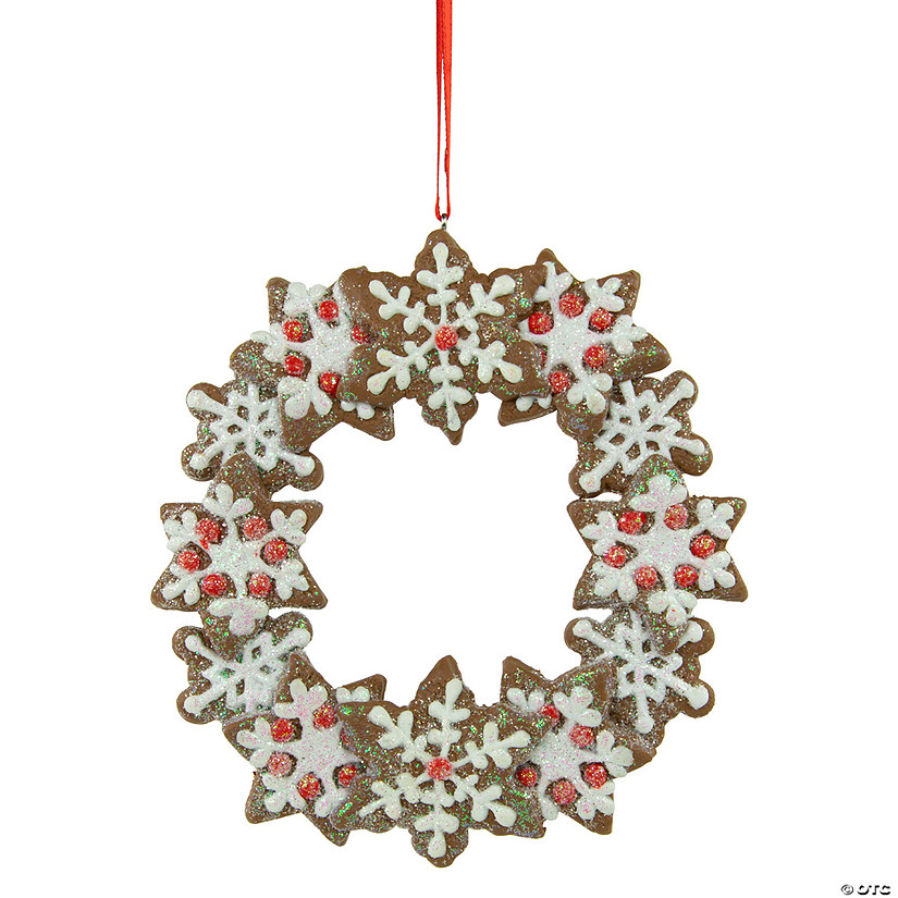4.5" Gingerbread Snowflake Wreath Christmas Ornament Image