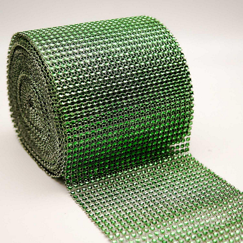 4.5" x 10 yards 24 Rows Emerald Green Diamond Mesh Wrap Image