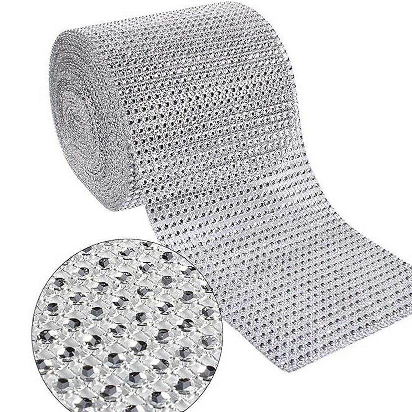 4.5" x 10 yards 24 Rows Silver Diamond Mesh Wrap Image