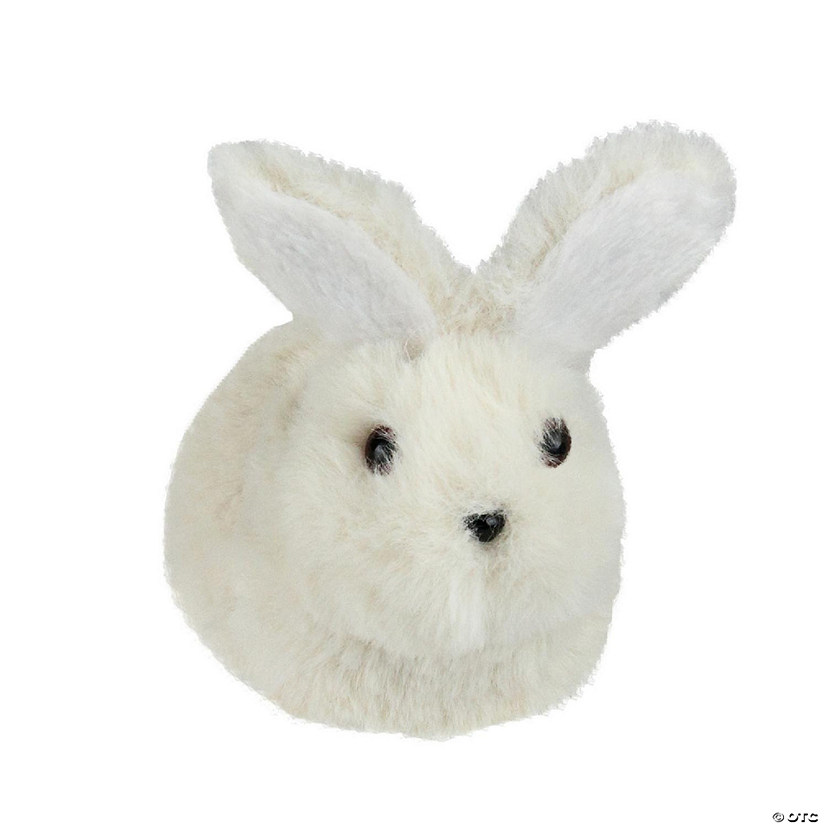 4.75" White and Black Plush Sitting Easter Bunny Rabbit Spring Figure Image