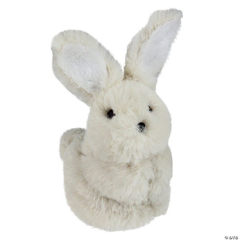 4.75" White Plush Standing Easter Bunny Rabbit Spring Tabletop Figurine Image