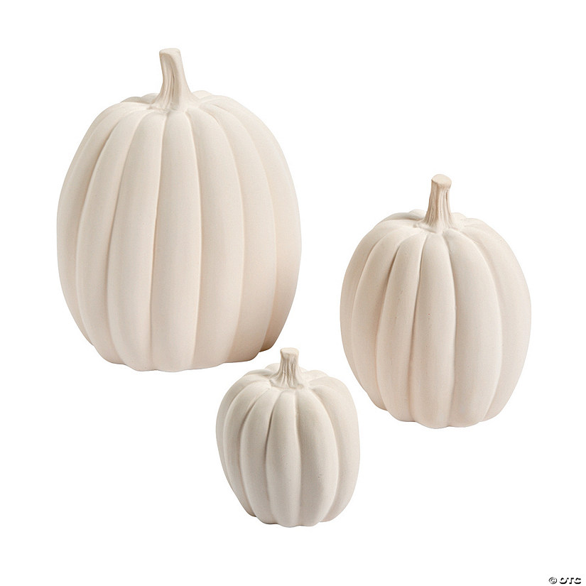 4" - 8 1/2" DIY Craft Decorative Ceramic Pumpkin Set - 3 Pc. Image