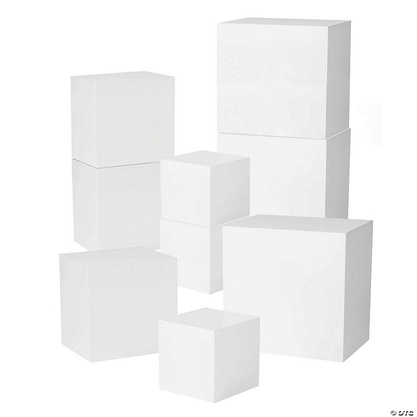 4" - 8" Bulk White Buffet Square Wood Riser Table Decoration Set - 12 Pc. Image
