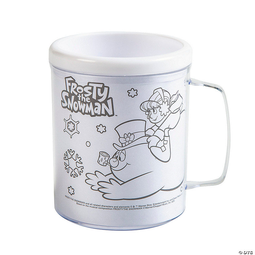 4" 8 oz. Color Your Own Frosty the Snowman&#8482; Reusable BPA-Free Plastic Mugs - 12 Ct. Image