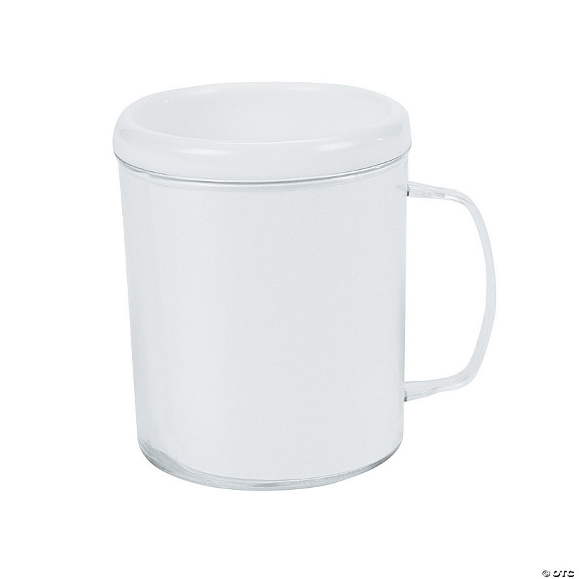 4" 8 oz. DIY Clear BPA-Free Plastic Mugs with White Paper Inserts - 12 Ct. Image