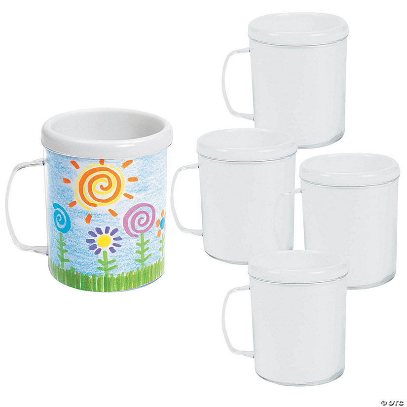 4" 8 oz. DIY Clear BPA-Free Plastic Mugs with White Paper Inserts - 4 Ct. Image