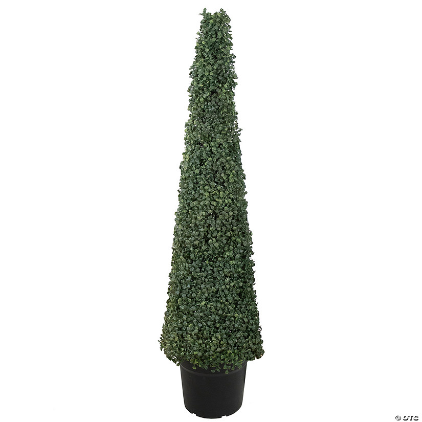 4' Artificial Two-Tone Boxwood Topiary Tree with Round Pot  Unlit Image