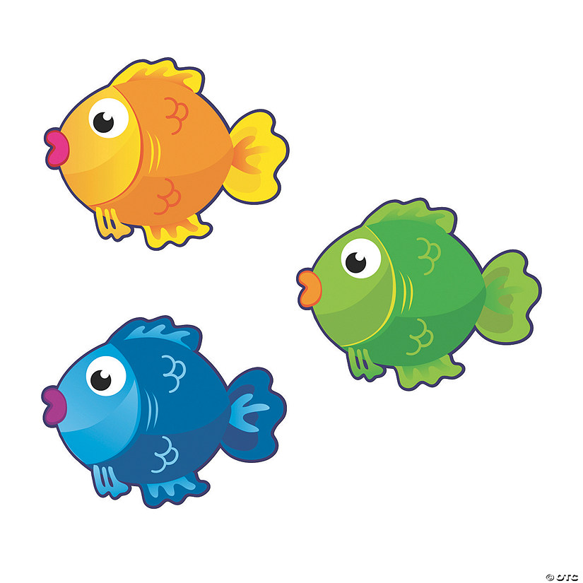 4" Assorted Bright Colors Fish Cardstock Bulletin Board Cutouts - 48 Pc. Image