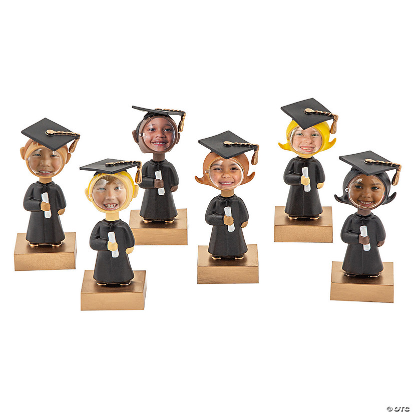 4" Bobblehead Graduates with Diplomas Plastic Picture Holders - 12 Pc. Image