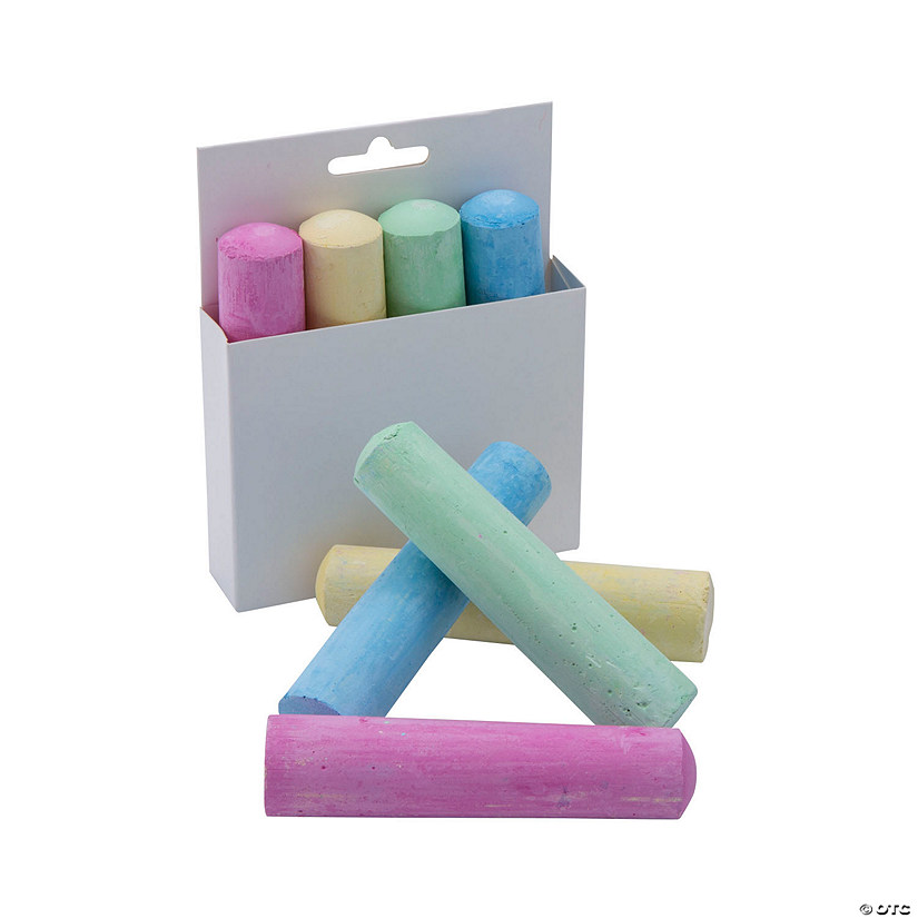 4" Bulk 12 Boxes Jumbo Solid Color Sidewalk Chalk - 4 Colors Per Box Image