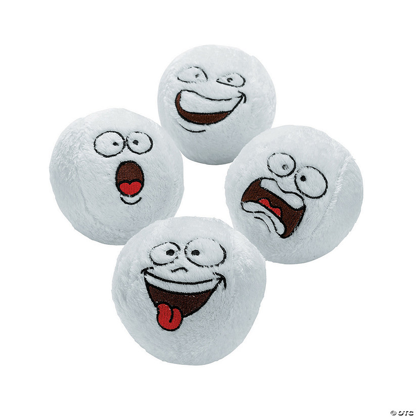 4" Bulk 144 Pc. Mini Funny Face White Stuffed Snowballs Image