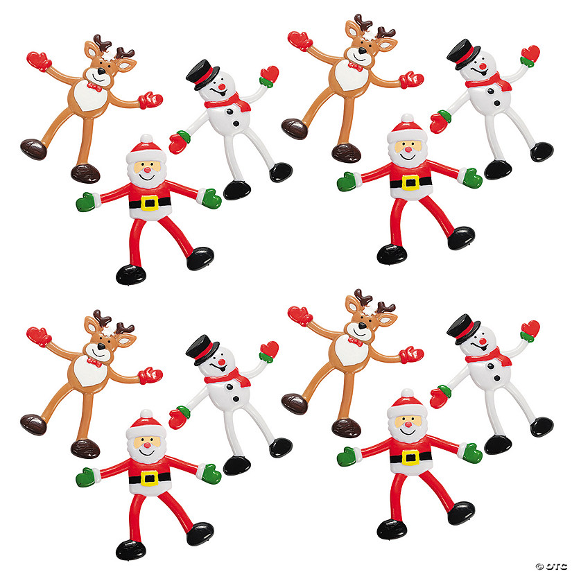 4" Bulk 144 Pc. Santa Claus, Reindeer & Snowman Vinyl Bendables Image