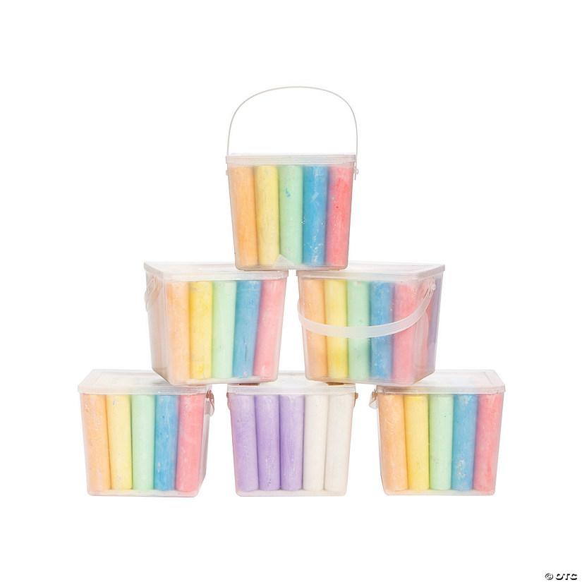 4" Bulk 6 Buckets of Jumbo Sidewalk Chalk - 20 Pc. Per Bucket Image