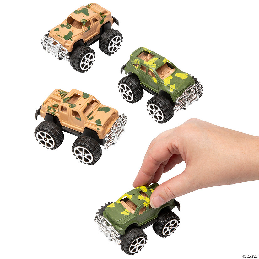 4" Camouflage SUV Plastic PullBack Toys 12 Pc.