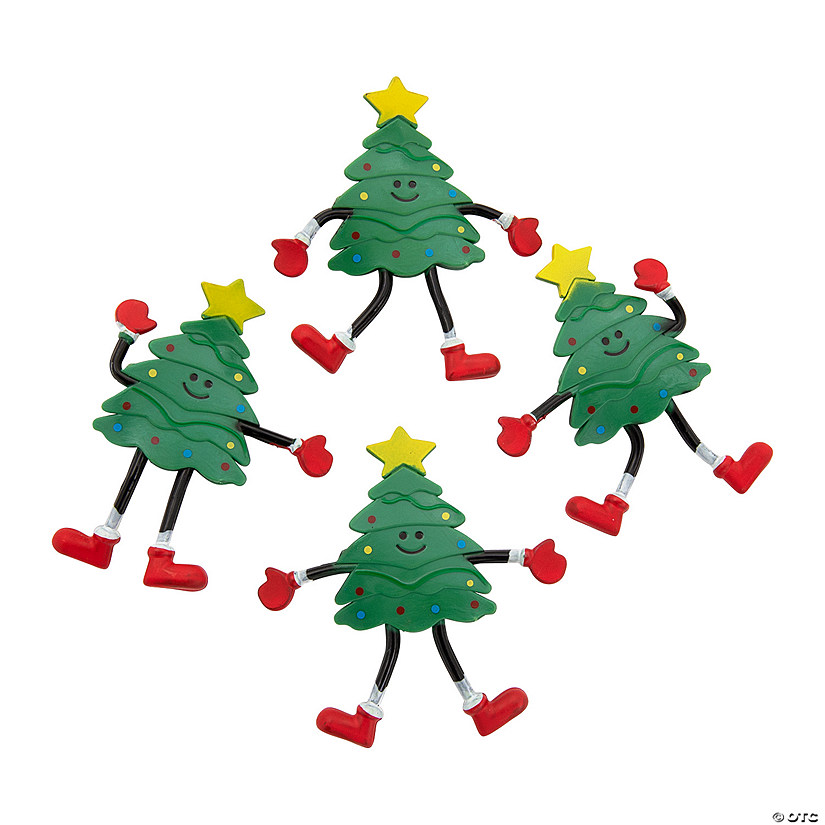 4" Christmas Tree Character Green Vinyl Bendables - 12 Pc. Image