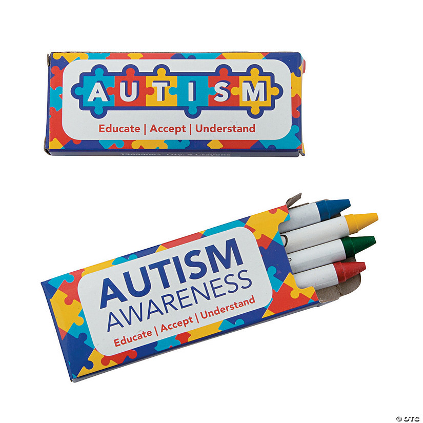 4-Color Autism Awareness Crayons - 24 Boxes Image