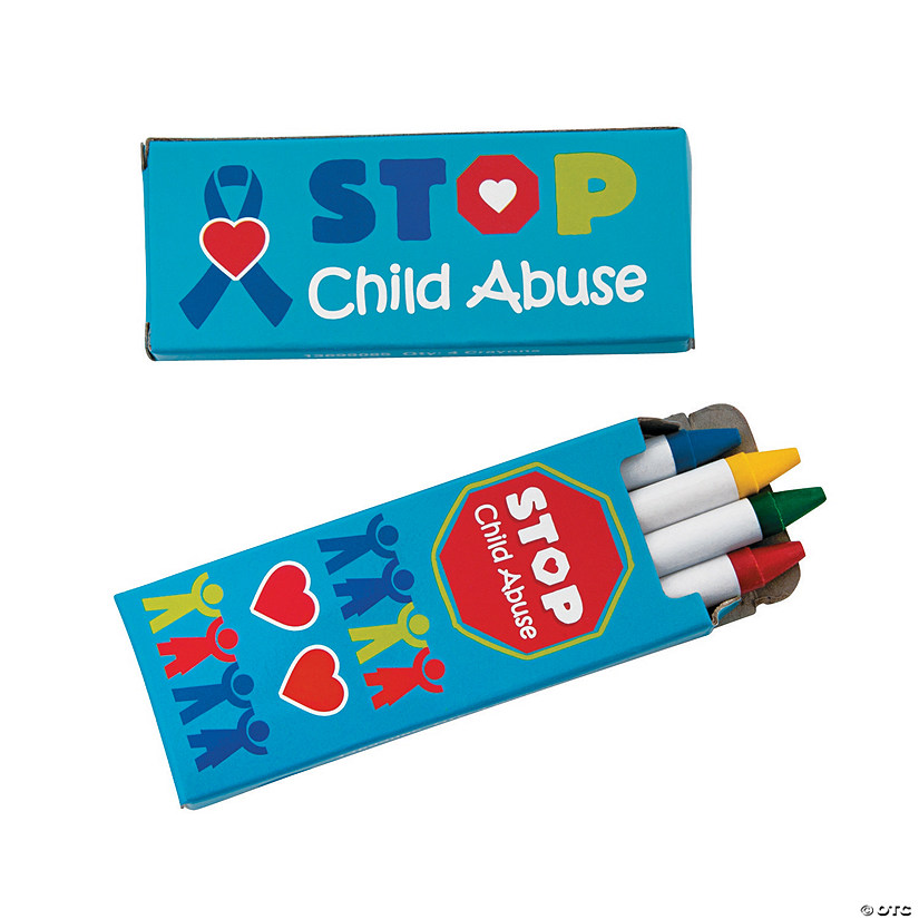 4-Color Child Abuse Awareness Crayons - 24 Boxes Image