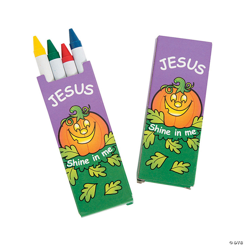 4-Color Christian Pumpkin Crayons - 24 Boxes Image