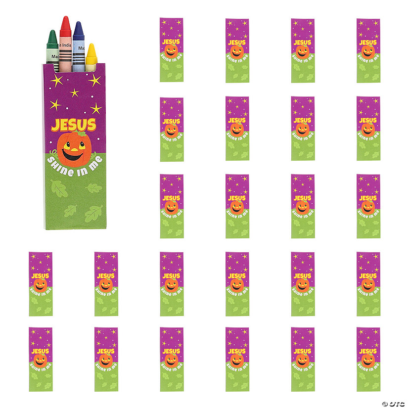4Color Christian Pumpkin Crayons 24 Boxes Oriental Trading