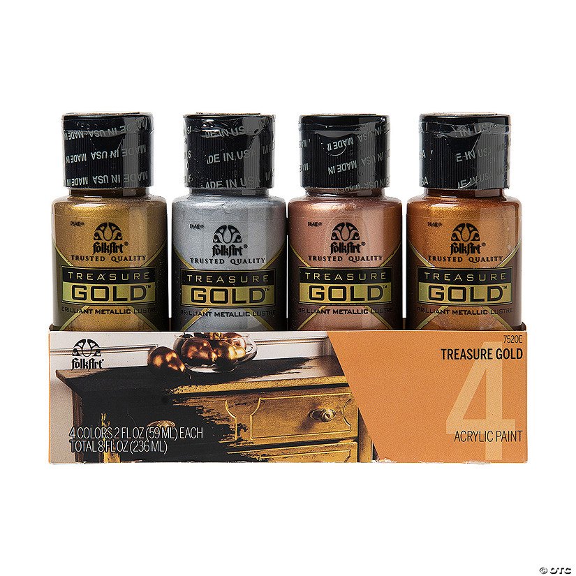 4-Color FolkArt<sup>&#174;</sup> Treasure Gold&#8482; Metallic Acrylic Paint Set Image