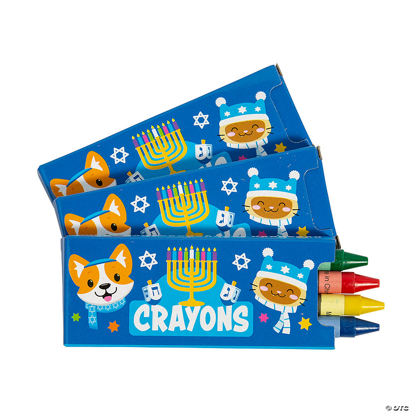 4-Color Menorah Hanukkah Crayons - 24 Boxes Image
