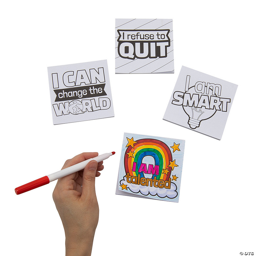 4" Color Your Own Positive Affirmations Paper Notepads - 24 Pc. Image