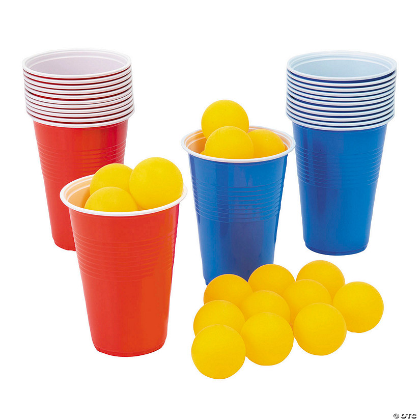 4&quot; diam. x 5&quot; Beer Pong Plastic Cups &amp; Balls Game Set - 48 Pc. Image
