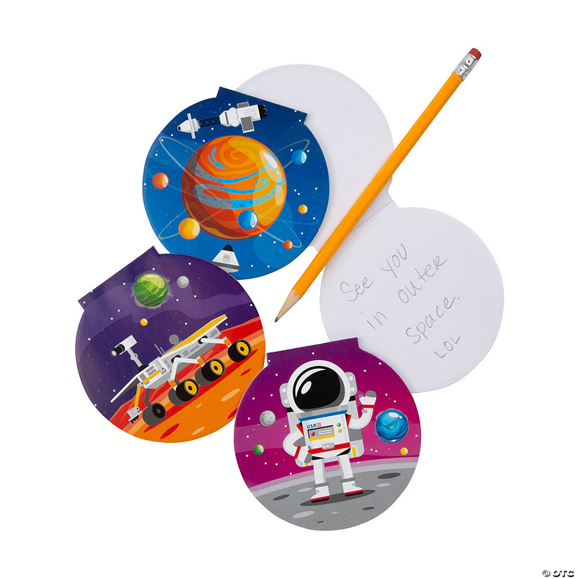 4" Die Cut Outer Space Planet Paper Notepads - 24 Pc. Image