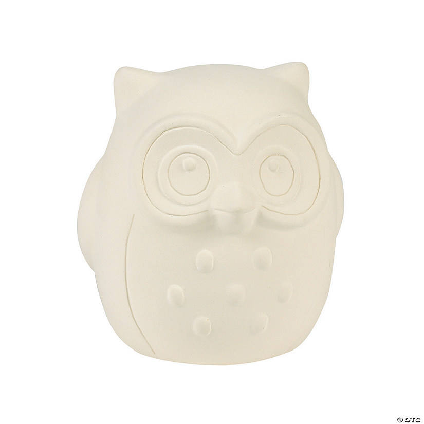 4" DIY Ceramic Super Cute Owl Bank Coloring Crafts - 12 Pcs. Image
