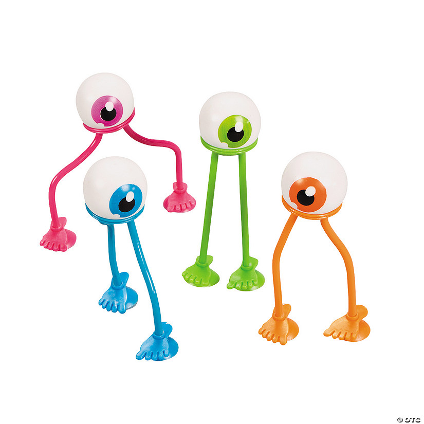 4" Eyeballs with Suction Feet Bright Vinyl Bendable Toys - 24 Pc. Image