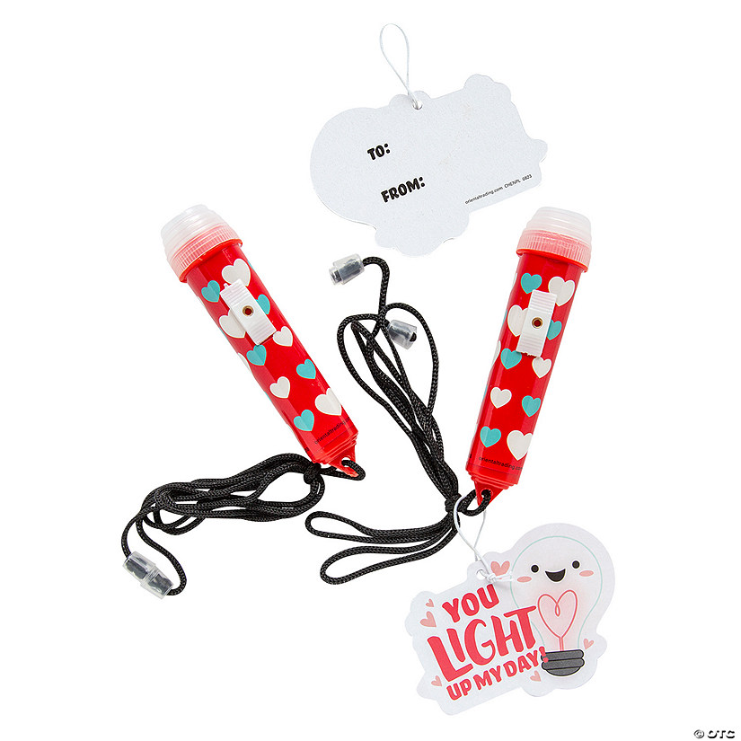 4" Flashlight on a Rope Valentine Exchanges with Card for 12 Image