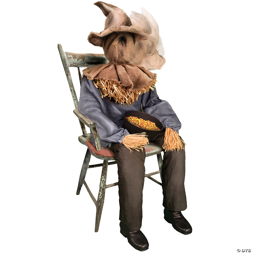 4 Ft. 5" Sitting Animated Scarecrow Prop Halloween Decoration Image