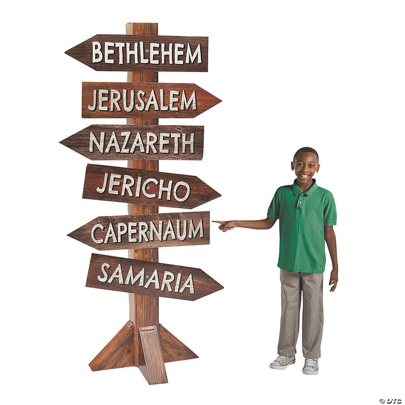 4 Ft. 6" Biblical Cities Directional Sign Cardboard Stand-Up Image