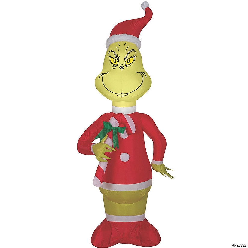 4 Ft. Airblown<sup>&#174;</sup> Blowup Inflatable Grinch & Candy Cane with Built-In Lights Christmas Outdoor Yard Decoration Image