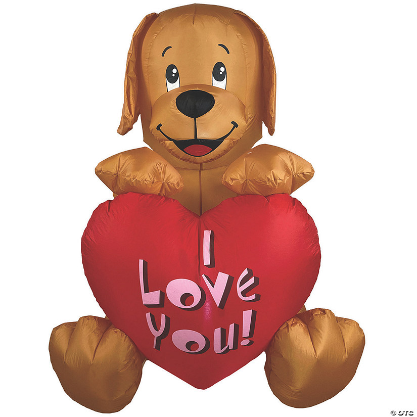 4 Ft. I Luv U Puppy Inflatable Outdoor Yard Decoration Image