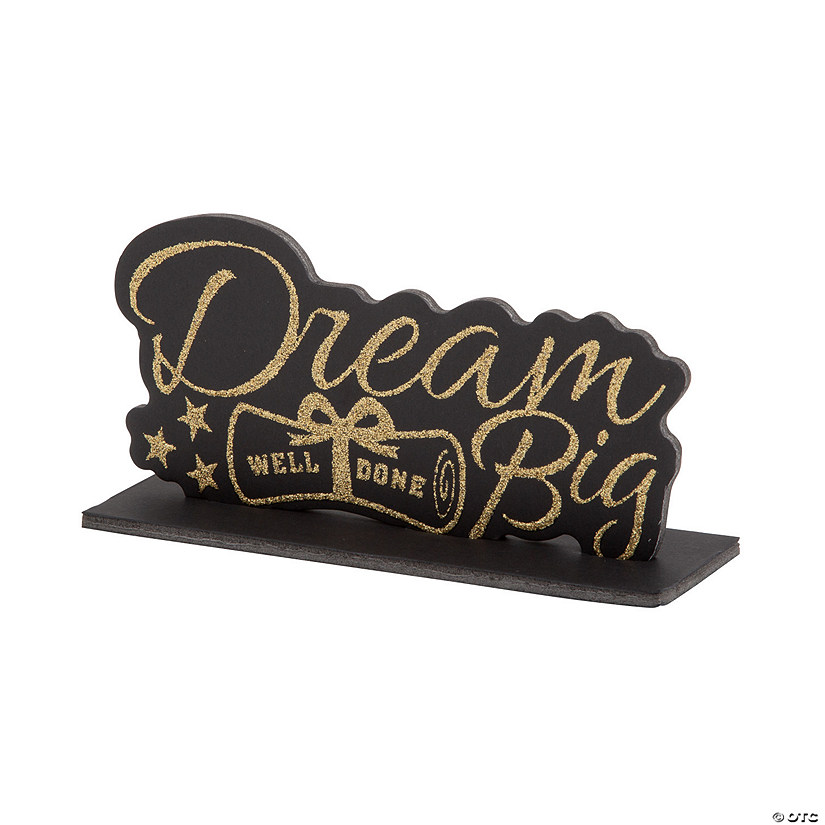 4" Graduation Dream Big Black & Gold Foam Centerpiece with Stand - 2 Pc. Image