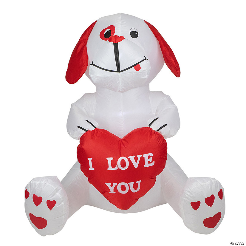 4' Inflatable Lighted Valentine's Day Doggie Outdoor Decoration Image