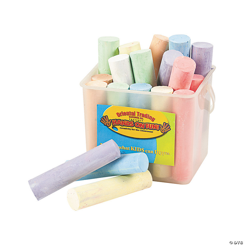 4" Jumbo Pastel Colors Sidewalk Chalk in Plastic Bucket - 20 Pc. Image