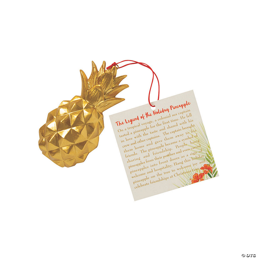 4" Legend of the Holiday Pineapple Resin Christmas Ornaments with Card for 12 Image