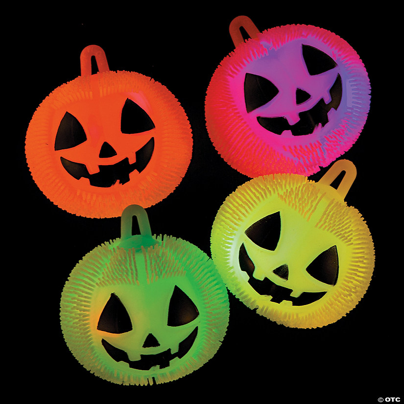 4" Light-Up Jack-O'-Lantern Puffer Ball Vinyl YoYos - 12 Pc. Image