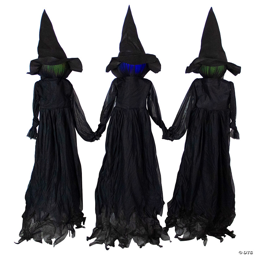 4' Lighted Faceless Witch Trio Outdoor Halloween Stakes Image