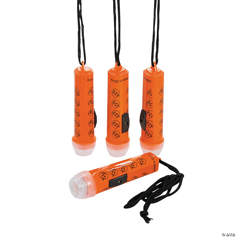 4" Mini Halloween Jack-O'-Lantern Plastic Flashlights on Breakaway Rope - 12 Pc. Image