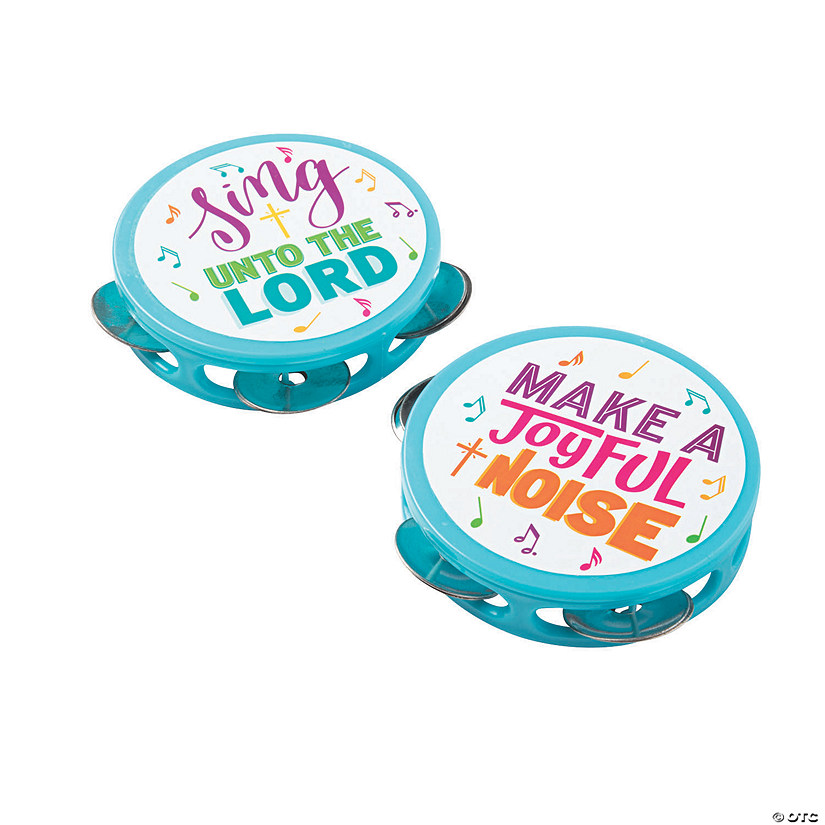 4" Mini Religious Blue Plastic Tambourines &amp;#8211; 12 Pc. Image