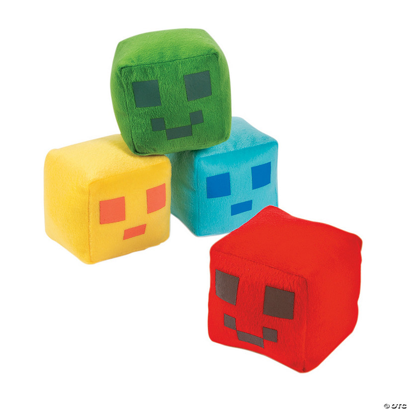 4" Mini Stuffed Red, Yellow, Green and Blue  Pixel Pals - 12 Pc. Image