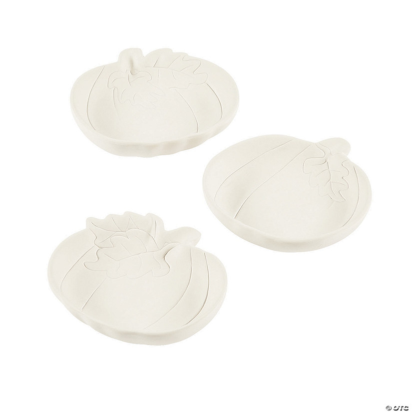 4" Mini White DIY Ceramic Pumpkin-Shaped Bowls &amp;#8211; 12 Pc.  Image