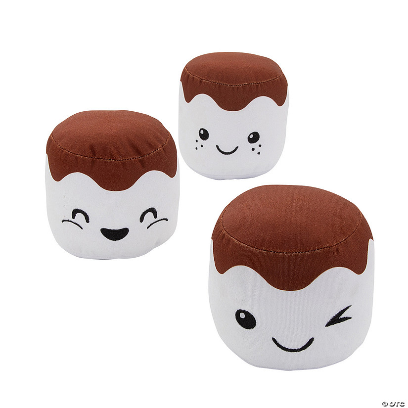 4" Mini Winter Smiling Stuffed Marshmallow Characters - 12 Pc. Image