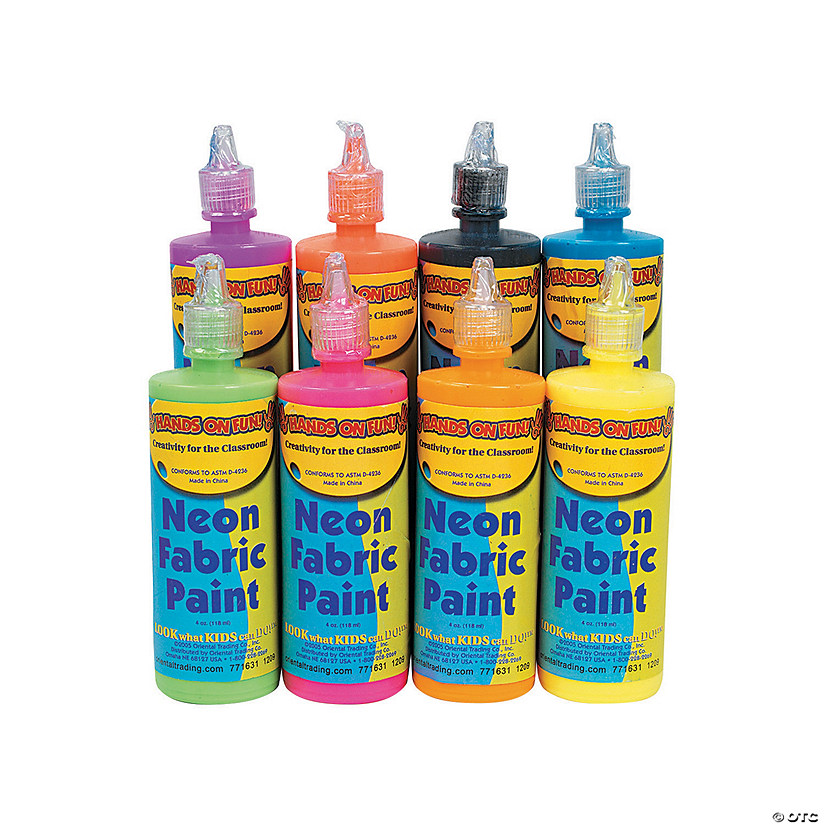 4 oz. Assorted Neon Colors Fabric Paint Art Supplies - Set of 8 Image