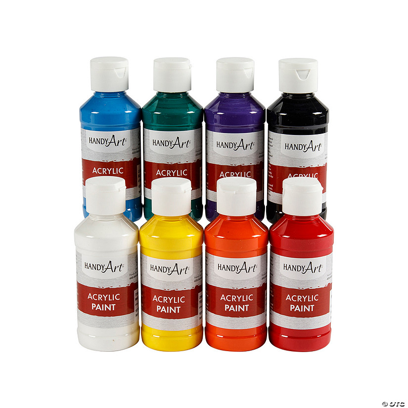 4 oz. Bright 8-Color Non-Toxic Acrylic Paints Assortment Set - 8 Pc. Image