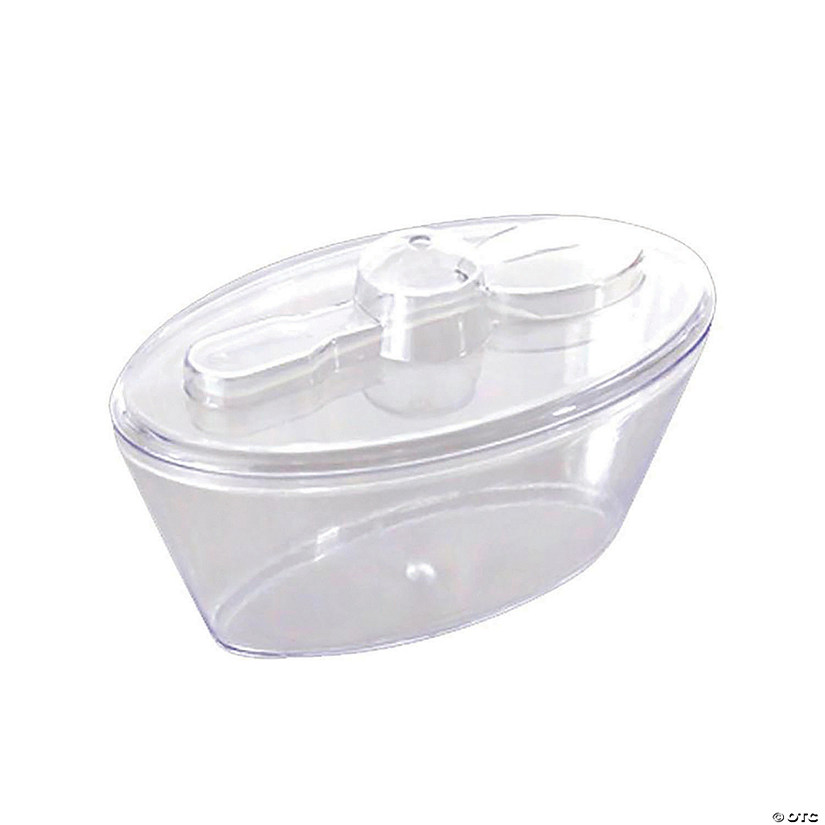 4 oz. Clear Oval Plastic Mini Cup with Lid and Spoon (108 Cups) Image