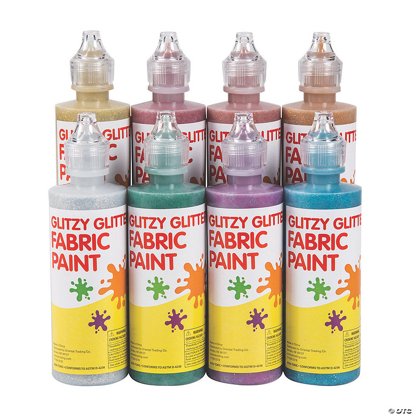 4-oz. Glitzy Glitter Assorted Colors Fabric Paint - Set of 8 Image